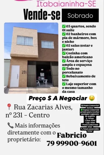 Vendo SOBRADO em Itabaianinha ( Centro )
