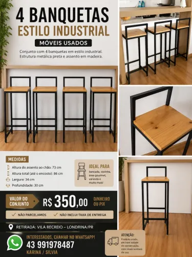 Banqueta bistrô. Estilo industrial