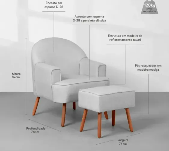 Cadeira de Amamentação com puff - Abracadabra