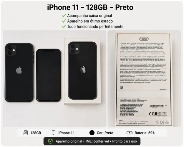 Iphone 11 128GB Preto Apple