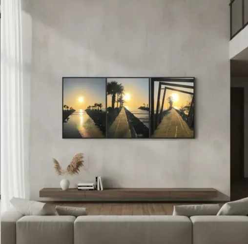 Kit 3 quadros decorativos de paisagens