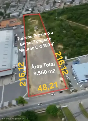 Vendo/Alugo Excelente Terreno com 9.560m2 em rua Próximo a Bemol Torquato. Plano, murado