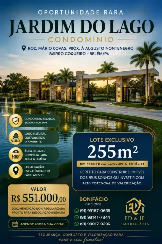 Condominio Jardim do lago, excelente Lote com area: 255m²