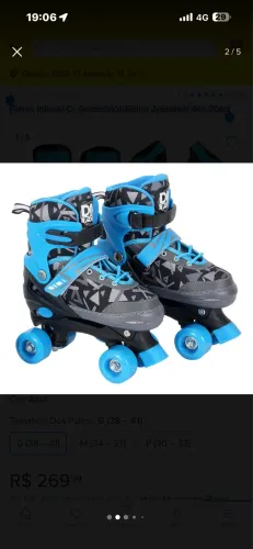 Patins Infantil C/ Acessórios Roller Ajustável Até 80kg