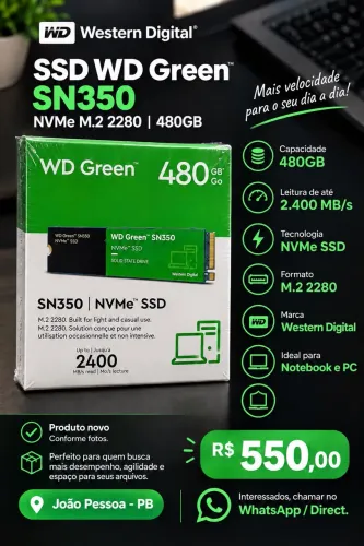 SSD WD Green SN350 NVMe 480GB SSD WD Green SN350 480GB - NVMe M.2 2280