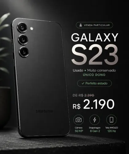 Samsung Galaxy S23 Preto 256GB Perfeitas Condições Sem Defeito