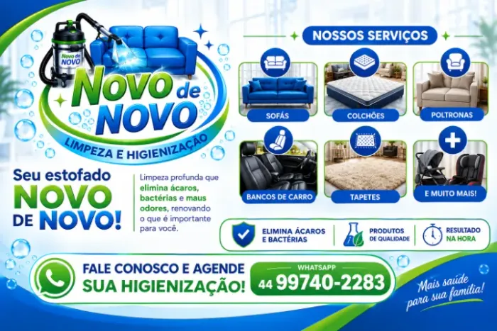 Limpeza e Higienização de Estofados em Geral