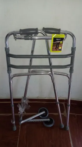 Andador fixo de alumínio dobrável com rodas