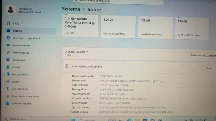 Notbook Positivo i3 8Gb RAM