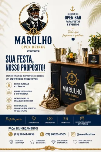 Serviço open drinks para festas e eventos
