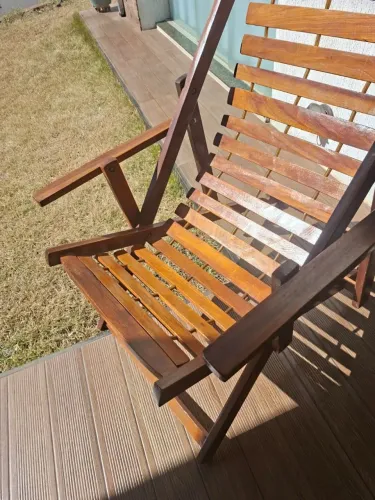 Espreguiçadeira reclinável madeira maciça para jardim, piscina, varanda