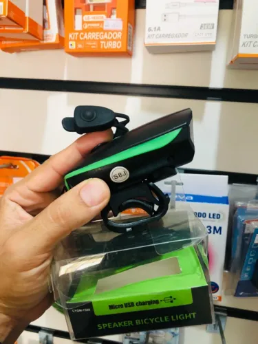 Lanterna Frontal 3 modos de luz + Sirene para Bike Bicicleta Recarregável