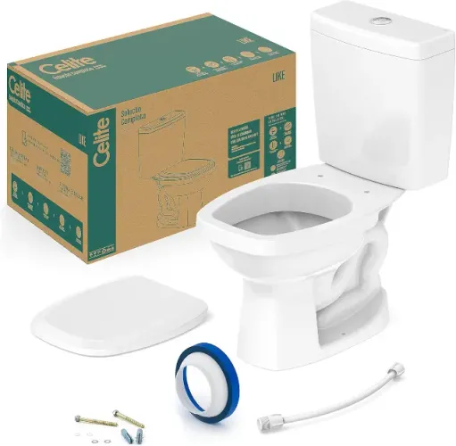 Kit vaso sanitário Celite bacia com caixa acoplada Like
