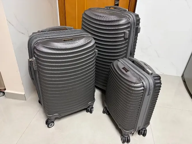 Conjunto de 3 Malas de Viagem Sestini - Bordo, Média e Grande com cadeado TSA - cinza