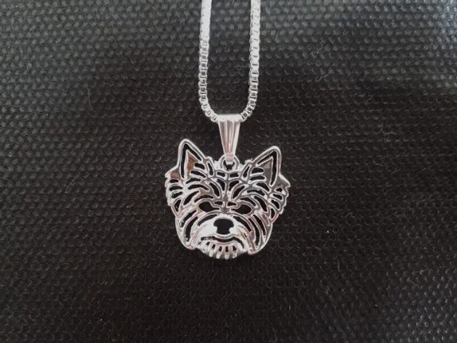 Colar Pendante Bijuteria Yorkshire Terrier Prateado