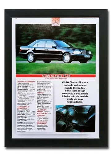 Mercedes C180 - Quadro decorativo com ficha técnica