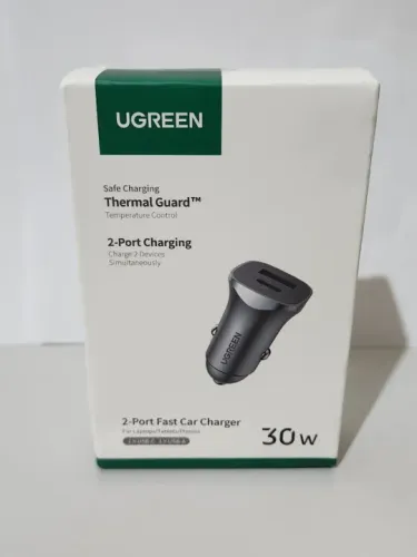 Carregador Veicular Ugreen 30W PD Fast Charger Carro Carregamento Rápido Tipo C QC 4.0