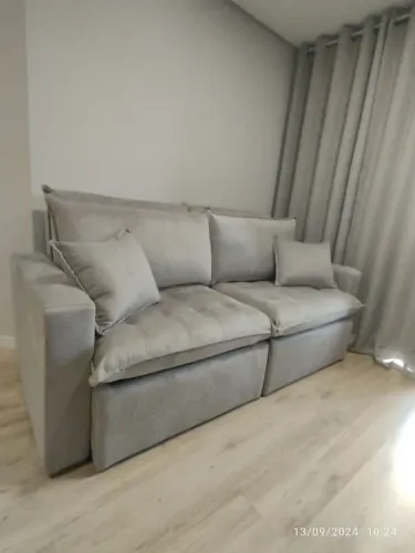 Sofá 3 em 1 perfeito muito confortável otimiza seu espaço vira cama
