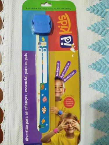 Pulseira de identificação infantil azul autismo