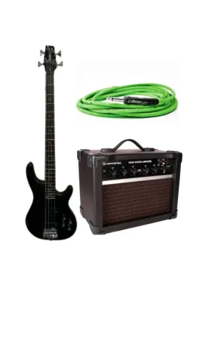 Baixo Condor Xb-24a 4 Cordas Ativo Black Made In Indonésia + Cabo + Amplificadora