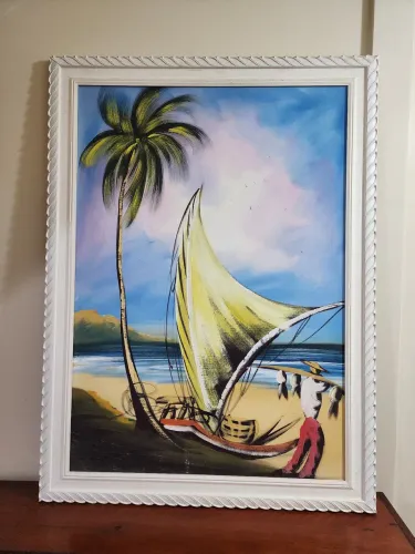 Quadro Pintura Tropical - Cena de Praia