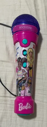 Brinquedo Barbie Microfone Rockstar Mp3 Player Com Luzes