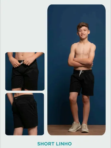 Short Linho Infanto Juvenil apartir dos 6 anos ao 16 anos