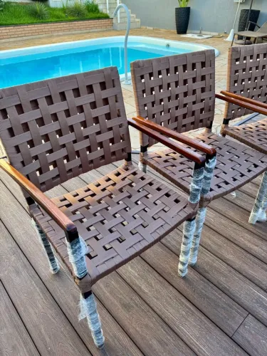 Poltronas em alumínio revestimento em tricô nautico 590 cada