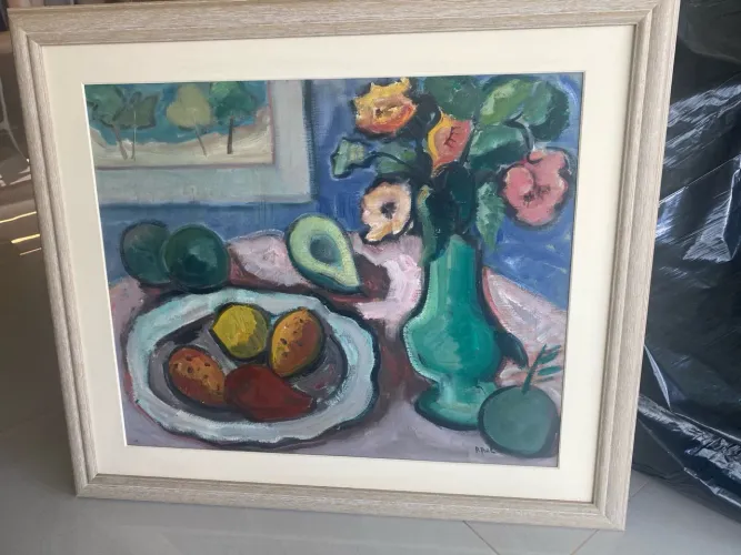 Pintura em tela, natureza morta, artista Aparecida Ávila