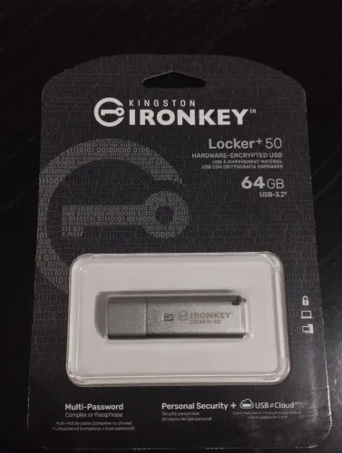 Pendrive Criptografado Kingston Ironkey 64gb Locker+ 50