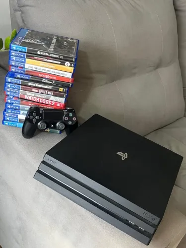 PS4 PRO 1TB + Controle + 16 jogos