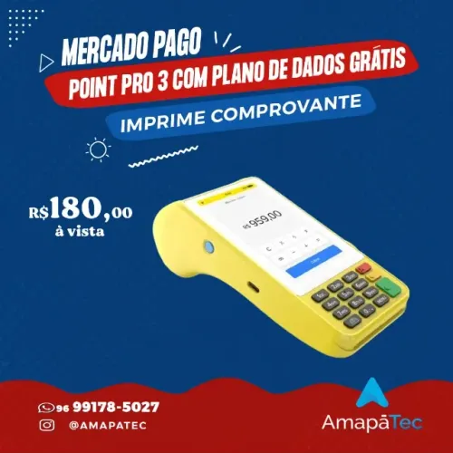 Maquininha de Cartão Point Pro 3 4G Mercado Pago