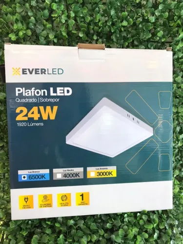 PAINEL LED 30X30 24WTS SOBREPOR QD 6500K ALUMINIO