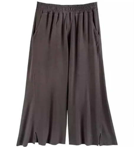Hering Calça Pantacourt Feminina Cintura Alta Bolsos Laterais Cinza Grafite - Tam. M e G