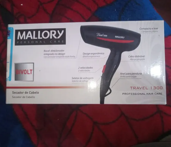 Secador de cabelo Mallory TRAVEL 1300 W NOVO