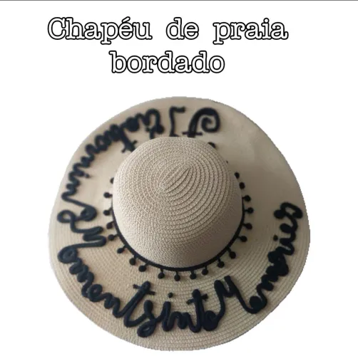 Chapéu de praia bordado- novo
