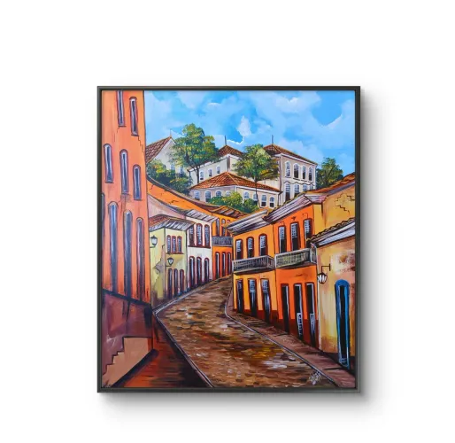 Quadro Pintado a Mao Casario Ouro Preto 50x60
