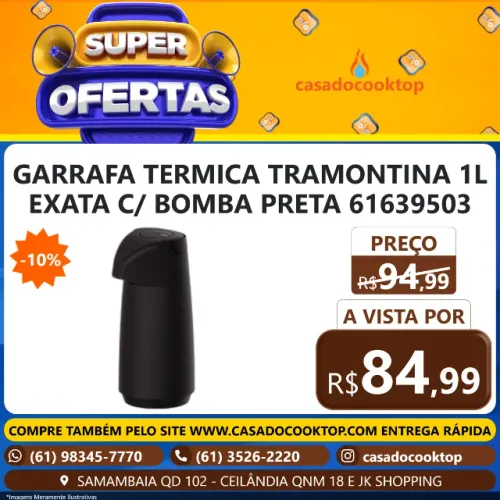 GARRAFA TERMICA TRAMONTINA 1L EXATA C/ BOMBA PRETA 61639503