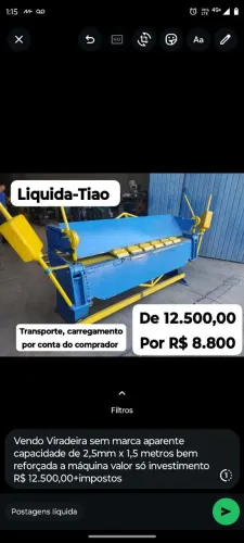 Dobradeira viradeira manual 