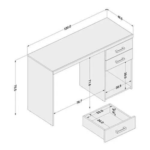 Mesa para escritório com gaveta