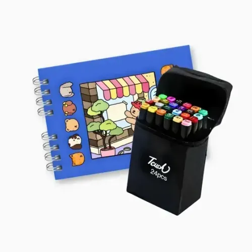 Kit Canetinhas 24 Com Caderno Colorir
