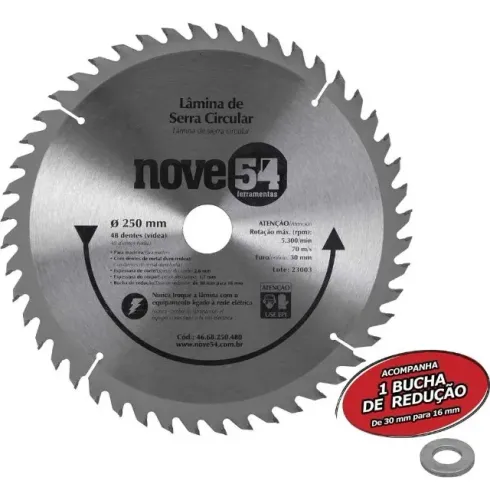 LAMINA SERRA CIRCULAR VIDEA NOVE54 250X30X48D 