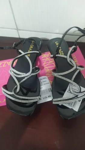 Sandália Strass Preta, nova, num 36