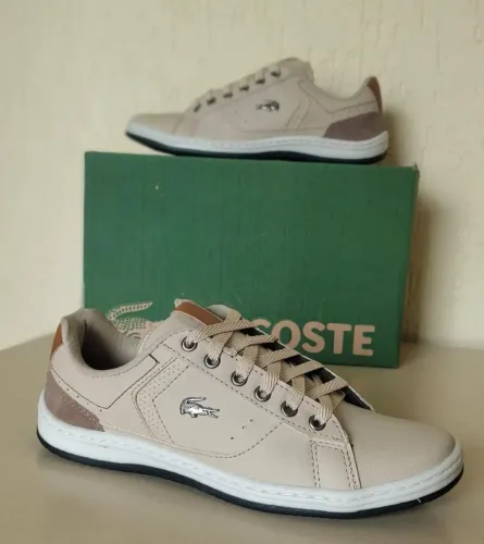 Tênis Lacoste Casual Masculino | Modelo Everest Nude Clássico | Bege Conforto Premium