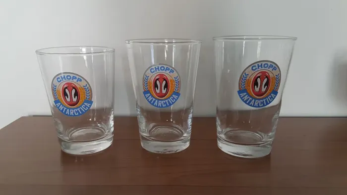 3 copos de chopp antarctica vintage - coleção  / decoração 