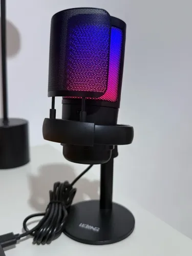 Microfone condensador RGB Gamer LELONG 1.8 metros USB-C