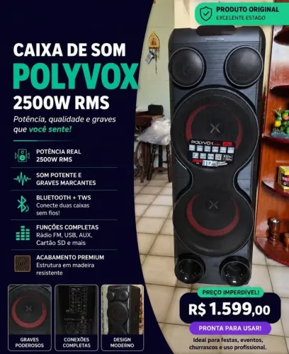 Caixa de Som Polyvox 2500W RMS - Potência e Qualidade