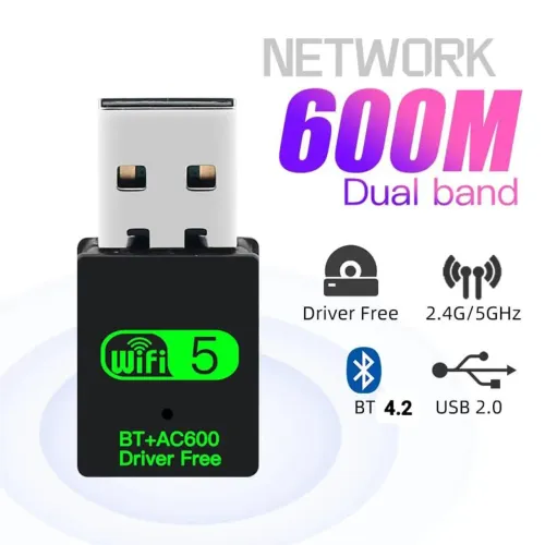 Adaptador Wi-fi 5 600M Dual Band Bluetooth 4.2 Novo Promoção