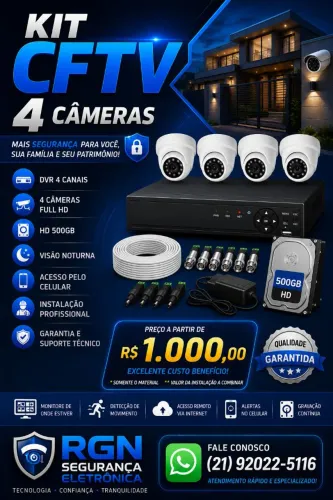 KIT CFTV 4 CÂMERAS
