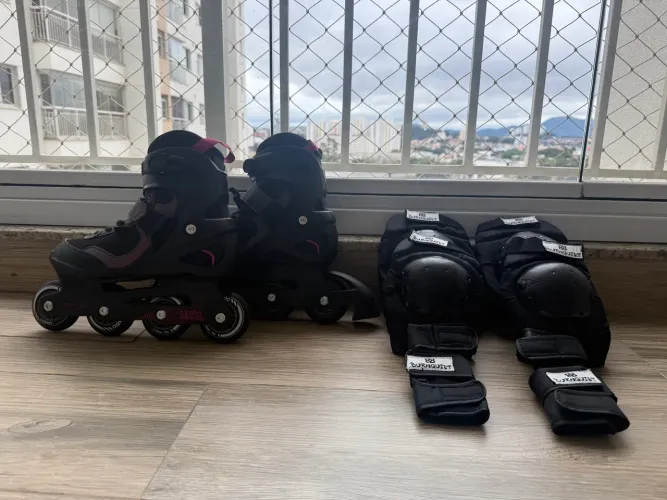 Patins Oxelo fit 3 com kit de proteção
